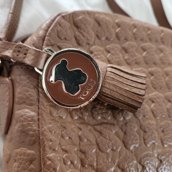 tous crossbody bag Brown Leather Bear Embossed Travel - Picture 2 of 14